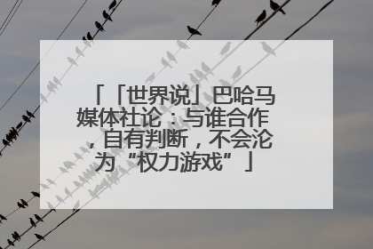 「世界说」巴哈马媒体社论：与谁合作，自有判断，不会沦为“权力游戏”