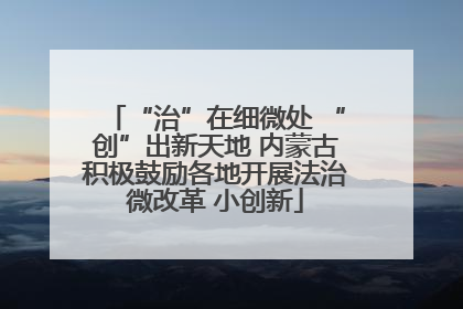 “治”在细微处 “创”出新天地 内蒙古积极鼓励各地开展法治微改革 小创新