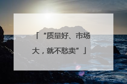 “质量好、市场大，就不愁卖”