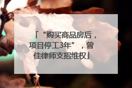 “购买商品房后，项目停工3年”，曾佳律师支招维权