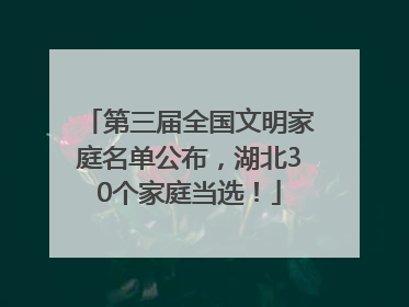 第三届全国文明家庭名单公布，湖北30个家庭当选！