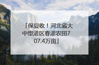 保夏收！河北省大中型灌区春灌农田707.4万亩