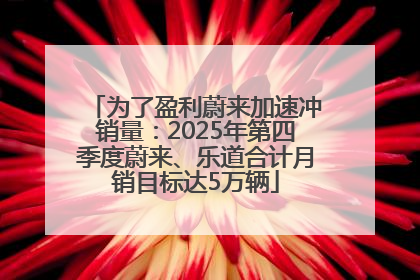 为了盈利蔚来加速冲销量：2025年第四季度蔚来、乐道合计月销目标达5万辆