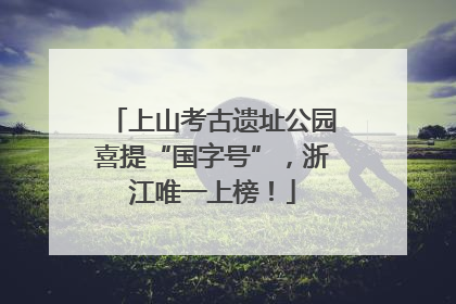 上山考古遗址公园喜提“国字号”，浙江唯一上榜！