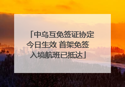 中乌互免签证协定今日生效 首架免签入境航班已抵达