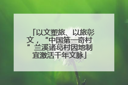 以文塑旅、以旅彰文，“中国第一奇村”兰溪诸葛村因地制宜激活千年文脉