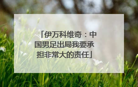 伊万科维奇：中国男足出局我要承担非常大的责任