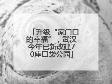 升级“家门口的幸福”，武汉今年已新改建70座口袋公园