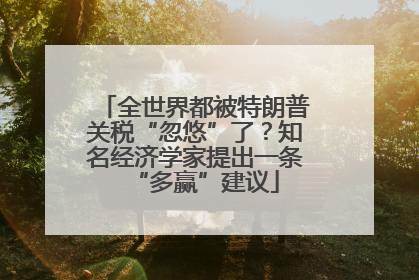 全世界都被特朗普关税“忽悠”了？知名经济学家提出一条“多赢”建议