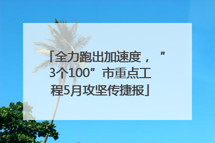 全力跑出加速度，“3个100”市重点工程5月攻坚传捷报