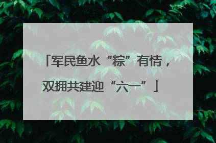军民鱼水“粽”有情，双拥共建迎“六一”