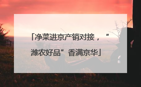 净菜进京产销对接，“潍农好品”香满京华