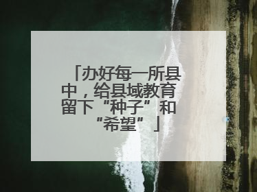 办好每一所县中，给县域教育留下“种子”和“希望”