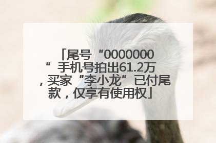尾号“0000000”手机号拍出61.2万，买家“李小龙”已付尾款，仅享有使用权