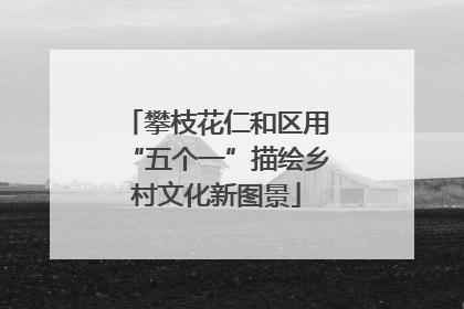 攀枝花仁和区用“五个一”描绘乡村文化新图景