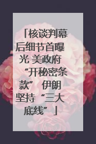 核谈判幕后细节首曝光 美政府“开秘密条款” 伊朗坚持“三大底线”