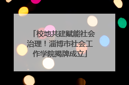 校地共建赋能社会治理！淄博市社会工作学院揭牌成立