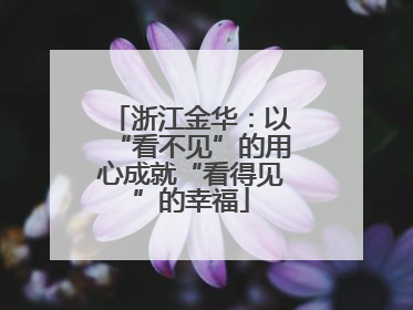 浙江金华：以“看不见”的用心成就“看得见”的幸福