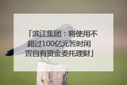 滨江集团：将使用不超过100亿元暂时闲置自有资金委托理财