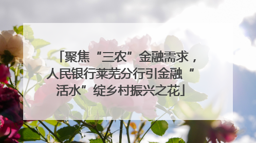 聚焦“三农”金融需求，人民银行莱芜分行引金融“活水”绽乡村振兴之花