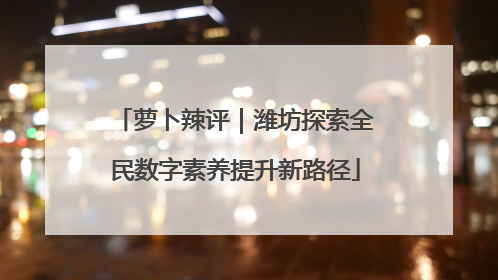 萝卜辣评｜潍坊探索全民数字素养提升新路径