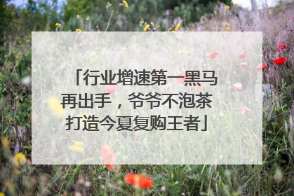 行业增速第一黑马再出手，爷爷不泡茶打造今夏复购王者