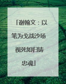谢翰文：以笔为戈战沙场 视死如归铸忠魂