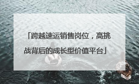跨越速运销售岗位，高挑战背后的成长型价值平台