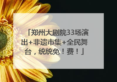 郑州大剧院33场演出+非遗市集+全民舞台，统统免！费！