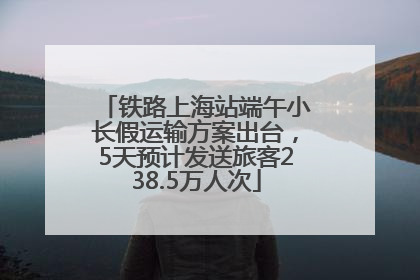 铁路上海站端午小长假运输方案出台，5天预计发送旅客238.5万人次