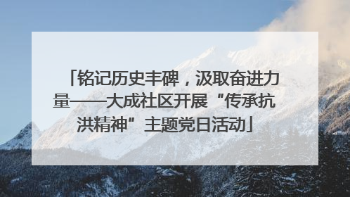 铭记历史丰碑，汲取奋进力量——大成社区开展“传承抗洪精神”主题党日活动
