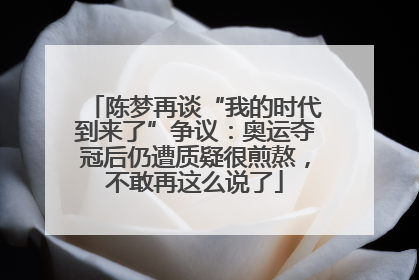 陈梦再谈“我的时代到来了”争议：奥运夺冠后仍遭质疑很煎熬，不敢再这么说了