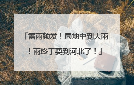 雷雨频发！局地中到大雨！雨终于要到河北了！