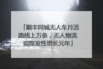 顺丰同城无人车月活路线上万条，无人物流迎爆发性增长元年