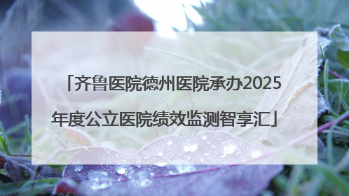 齐鲁医院德州医院承办2025年度公立医院绩效监测智享汇