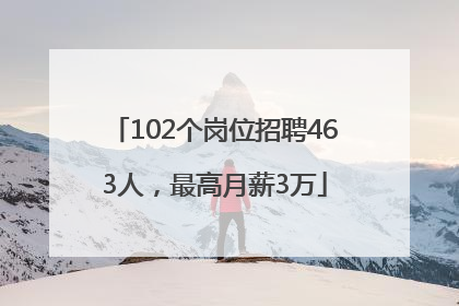 102个岗位招聘463人，最高月薪3万
